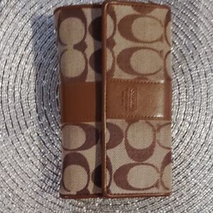 Coach Brown and Tan Signature Wallet